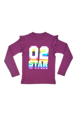 Vijolična majica z okroglim izrezom in holografskim potiskom PITT KIDS 6035