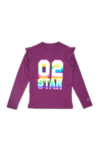 Vijolična majica z okroglim izrezom in holografskim potiskom PITT KIDS 6035