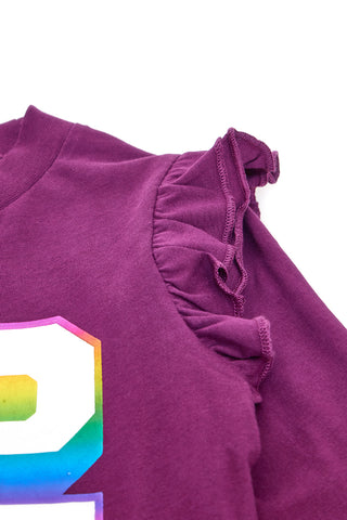 Vijolična majica z okroglim izrezom in holografskim potiskom PITT KIDS 6035