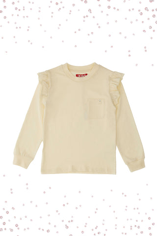 Bela majica z dolgimi rokavi in okroglim izrezom PITT KIDS 6028