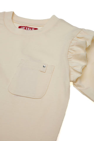 Bela majica z dolgimi rokavi in okroglim izrezom PITT KIDS 6028