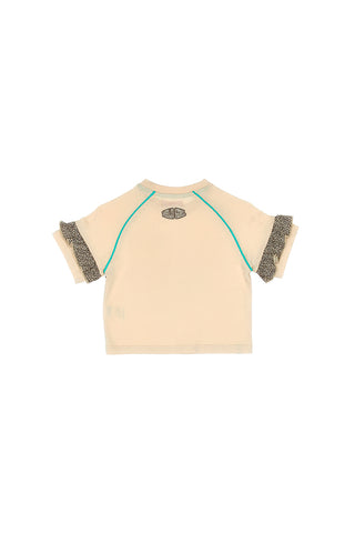 Bež majica z živalskim potiskom in volani PITT KIDS PT-K-T-7002