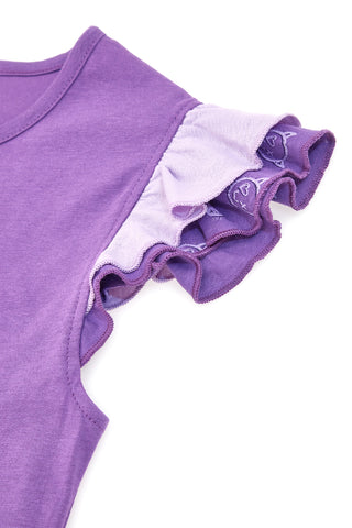 Majica z okroglim izrezom in nabranimi rokavi, vijolična  PITT KIDS PT-K-T-7026