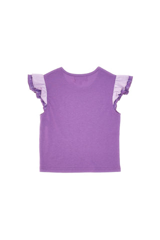 Majica z okroglim izrezom in nabranimi rokavi, vijolična  PITT KIDS PT-K-T-7026