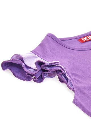 Majica z okroglim izrezom in nabranimi rokavi, vijolična  PITT KIDS PT-K-T-7026