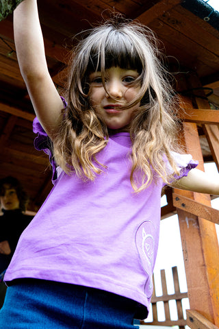 Majica z okroglim izrezom in nabranimi rokavi, vijolična  PITT KIDS PT-K-T-7026