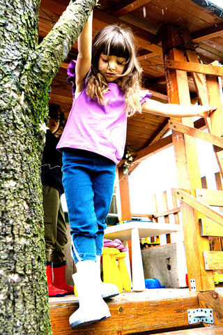 Majica z okroglim izrezom in nabranimi rokavi, vijolična  PITT KIDS PT-K-T-7026