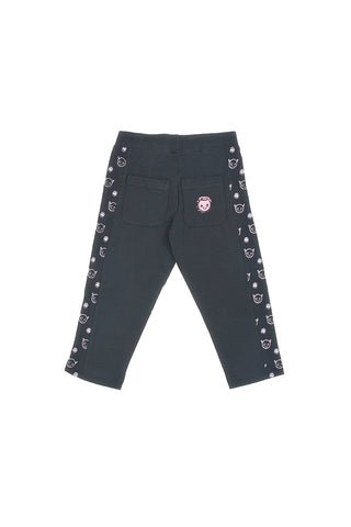Črne legice z vijoličnimi detajli Pitt Kids PT-K-LG-7028