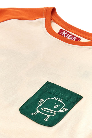 Bež in oranžna majica PITT KIDS PT-K-T-7036