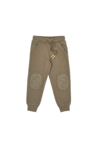 Hlače jogger vojaške zelene barve z vezenimi ojačitvami Pitt Kids PT-KP-8004