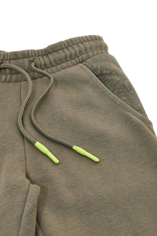 Hlače jogger vojaške zelene barve z vezenimi ojačitvami Pitt Kids PT-KP-8004