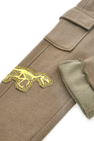 Hlače cargo vojaške zelene barve z našitkom dinozavra Pitt Kids PT-KP-8002