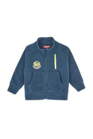 Modra majica z zadrgo in vezenim našitkom Pitt Kids PT-KF-8005
