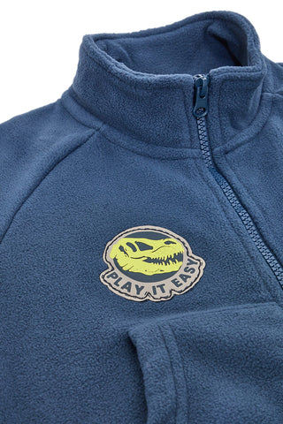 Modra majica z zadrgo in vezenim našitkom Pitt Kids PT-KF-8005