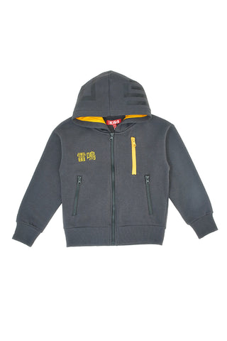 Siva kapuco z zadrgo in rumenimi detajli Pitt Kids PT-KF-8010