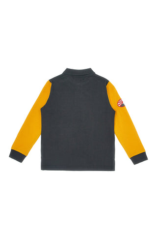 Črna polo majica z rumenimi rokavi Pitt Kids PT-PL-8011