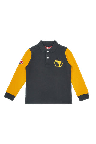 Črna polo majica z rumenimi rokavi Pitt Kids PT-PL-8011