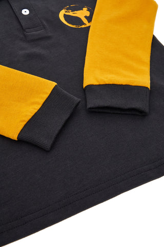 Črna polo majica z rumenimi rokavi Pitt Kids PT-PL-8011