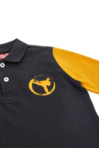Črna polo majica z rumenimi rokavi Pitt Kids PT-PL-8011