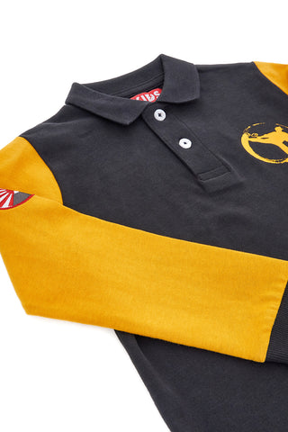 Črna polo majica z rumenimi rokavi Pitt Kids PT-PL-8011