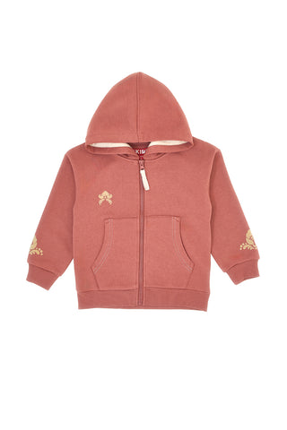 Roza majica s kapuco in reliefnim tiskom Pitt Kids PT-KF-8019