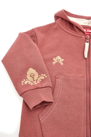 Roza majica s kapuco in reliefnim tiskom Pitt Kids PT-KF-8019