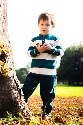 Polo majica z modro-belimi črtami iz bombaža Pitt Kids PT-KL-8023