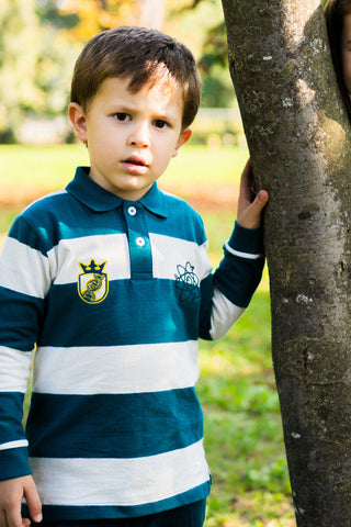 Polo majica z modro-belimi črtami iz bombaža Pitt Kids PT-KL-8023