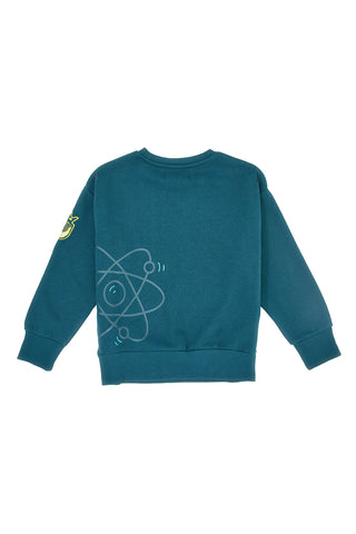 Zelena majica z atomskim potiskom in flisasto notranjostjo Pitt Kids PT-KF-8025