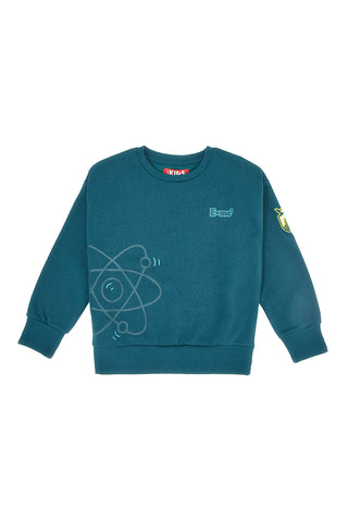 Zelena majica z atomskim potiskom in flisasto notranjostjo Pitt Kids PT-KF-8025