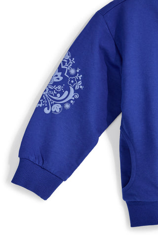 Modra majica z zadrgo in okrasnim potiskom Pitt kids PT-G-F-9017