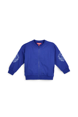 Modra majica z zadrgo in okrasnim potiskom Pitt kids PT-G-F-9017