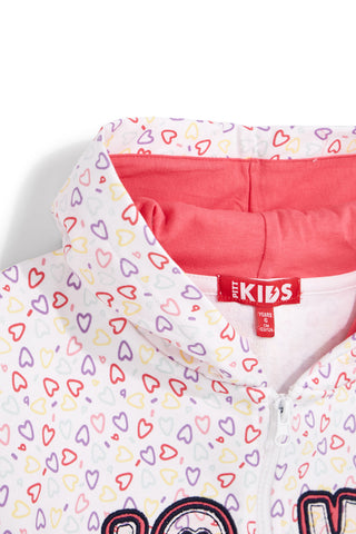 Bela jopa s kapuco in potiskom srca Pitt kids PT-G-F-9044
