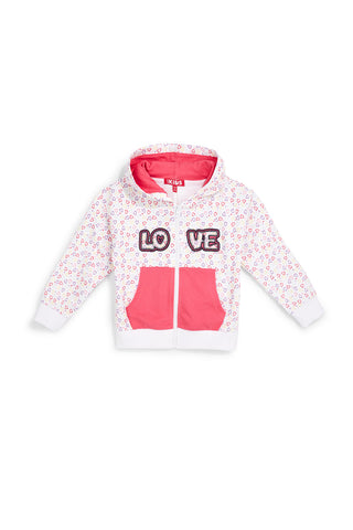 Bela jopa s kapuco in potiskom srca Pitt kids PT-G-F-9044