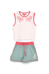Bela in zelena obleka z majico in kratkimi hlačami Pitt kids PT-G-SE-9003