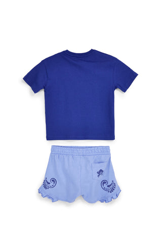 Modra obleka z majico in kratkimi hlačami Pitt kids PT-G-SE-9012