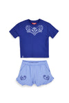 Modra obleka z majico in kratkimi hlačami Pitt kids PT-G-SE-9012