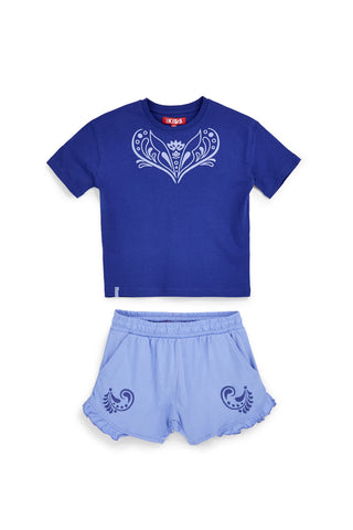Modra obleka z majico in kratkimi hlačami Pitt kids PT-G-SE-9012