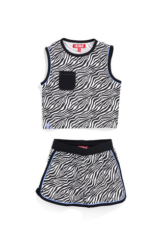 Črno-bela obleka z vzorcem zebre Pitt kids PT-G-SE-9041
