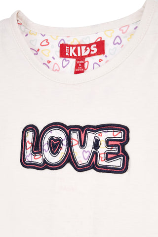 Belo-rožnata obleka s potiskom Love Pitt kids PT-G-SE-9045