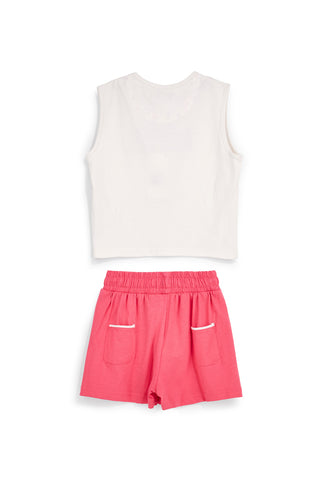 Belo-rožnata obleka s potiskom Love Pitt kids PT-G-SE-9045