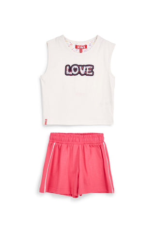 Belo-rožnata obleka s potiskom Love Pitt kids PT-G-SE-9045
