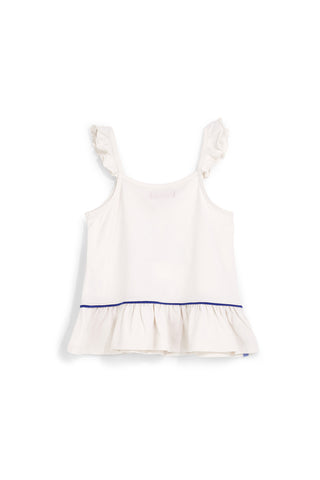 Bela bombažna majica z nagubanimi trakovi Pitt kids Pt-g-t-9015