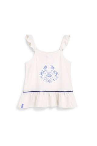 Bela bombažna majica z nagubanimi trakovi Pitt kids Pt-g-t-9015