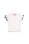 Bela bombažna majica z nabranimi rokavi Pitt kids Pt-g-t-9016