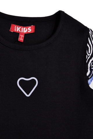 Črna majica z volančastimi rokavi Pitt kids PT-G-T-9039