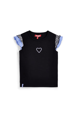 Črna majica z volančastimi rokavi Pitt kids PT-G-T-9039