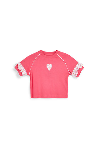 Roza majica z volančastimi rokavi Pitt kids PT-G-T-9046