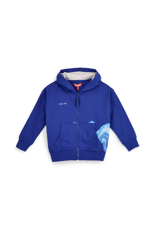 Modra majica s kapuco in zadrgo Pitt kids PT-B-F-9032