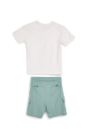 Completo bianco e verde con stampa Explorer Pitt kids PT-B-SE-9009